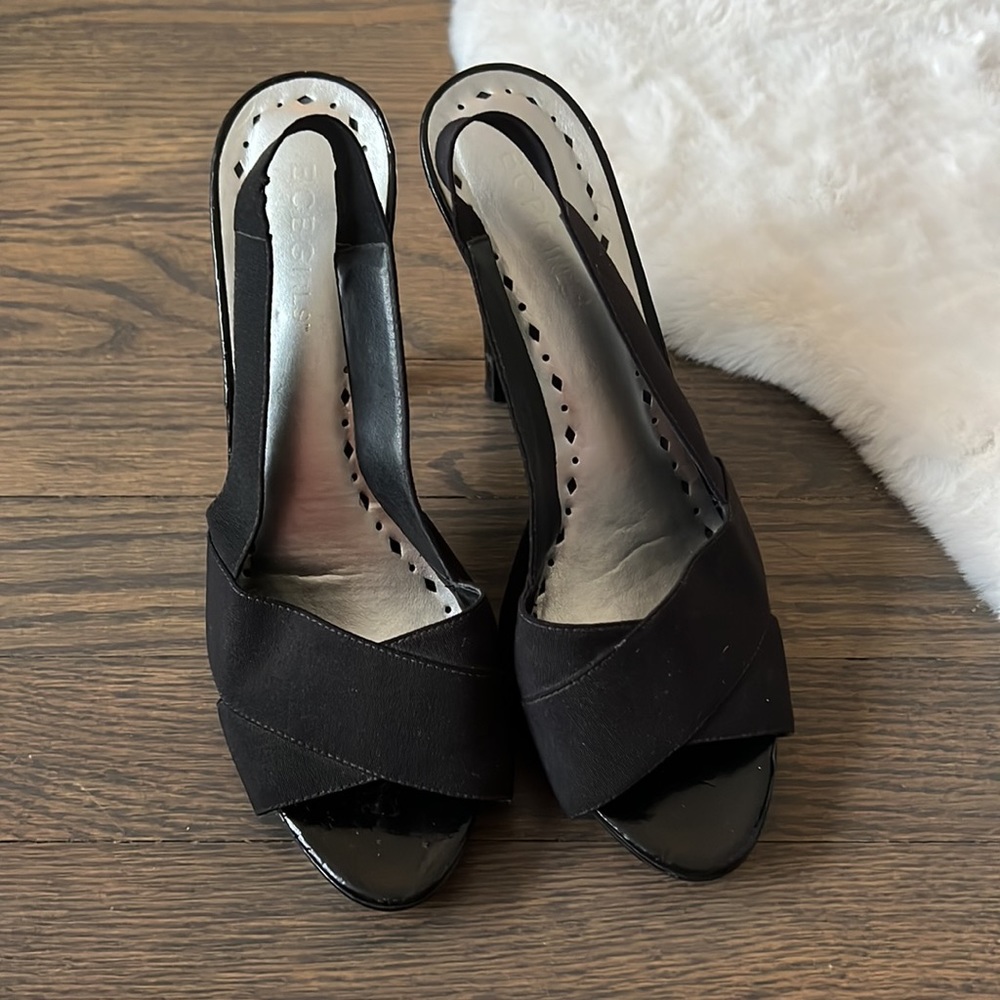 BCBG black sling back heels, size 7.5